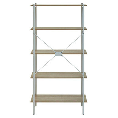 Bradbury Natural Oak Veneer 5 Tier Shelf Unit with Metal Frame