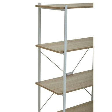 Bradbury Natural Oak Veneer 5 Tier Shelf Unit with Metal Frame