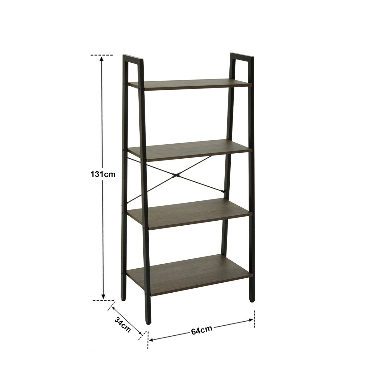 Bradbury Dark Oak Veneer 4 Tier Ladder Shelf Unit