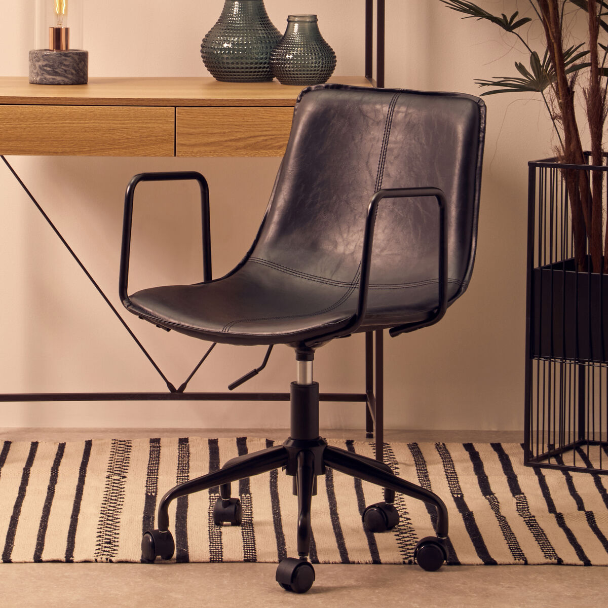 Branson Black Leather Effect Home Office Chair