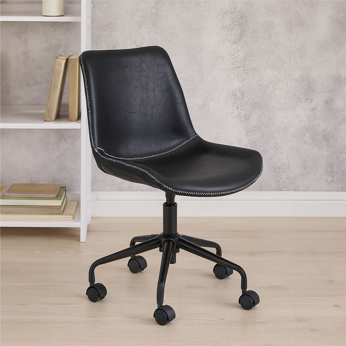 Bloomberg Black Leather Effect Home Office Chair