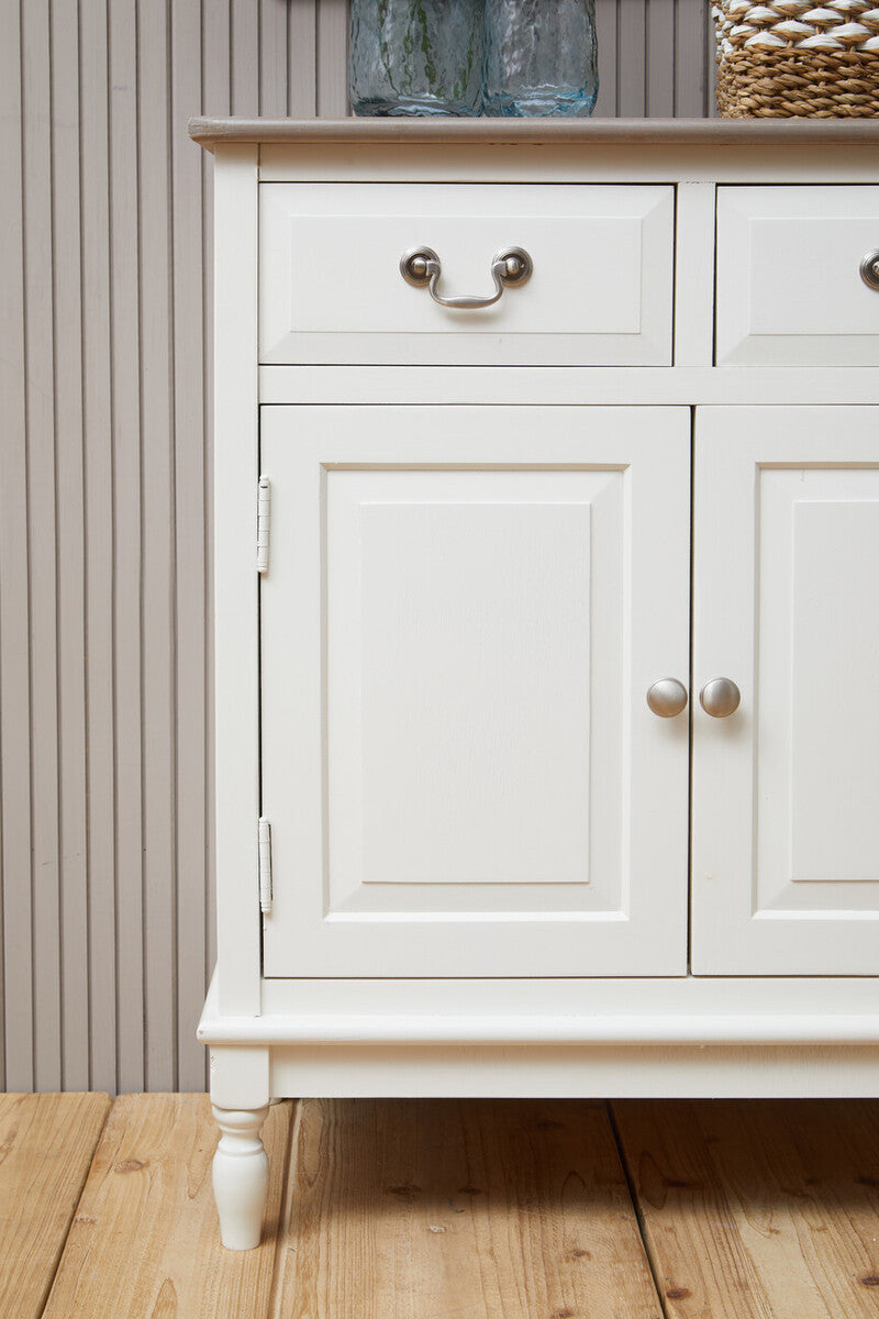 Heritage White Wooden 2 Door Sideboard with Drawers