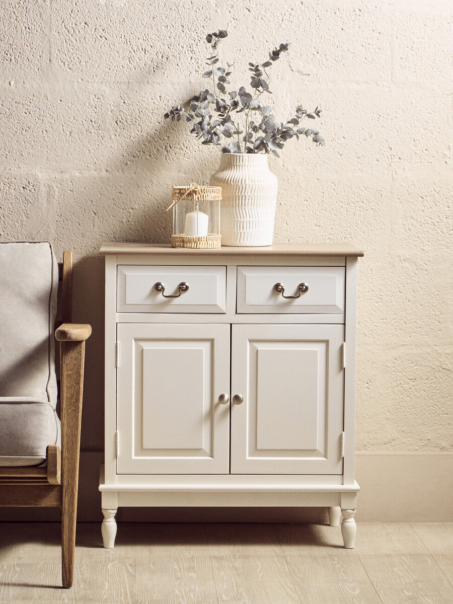 Heritage White Wooden 2 Door Sideboard with Drawers