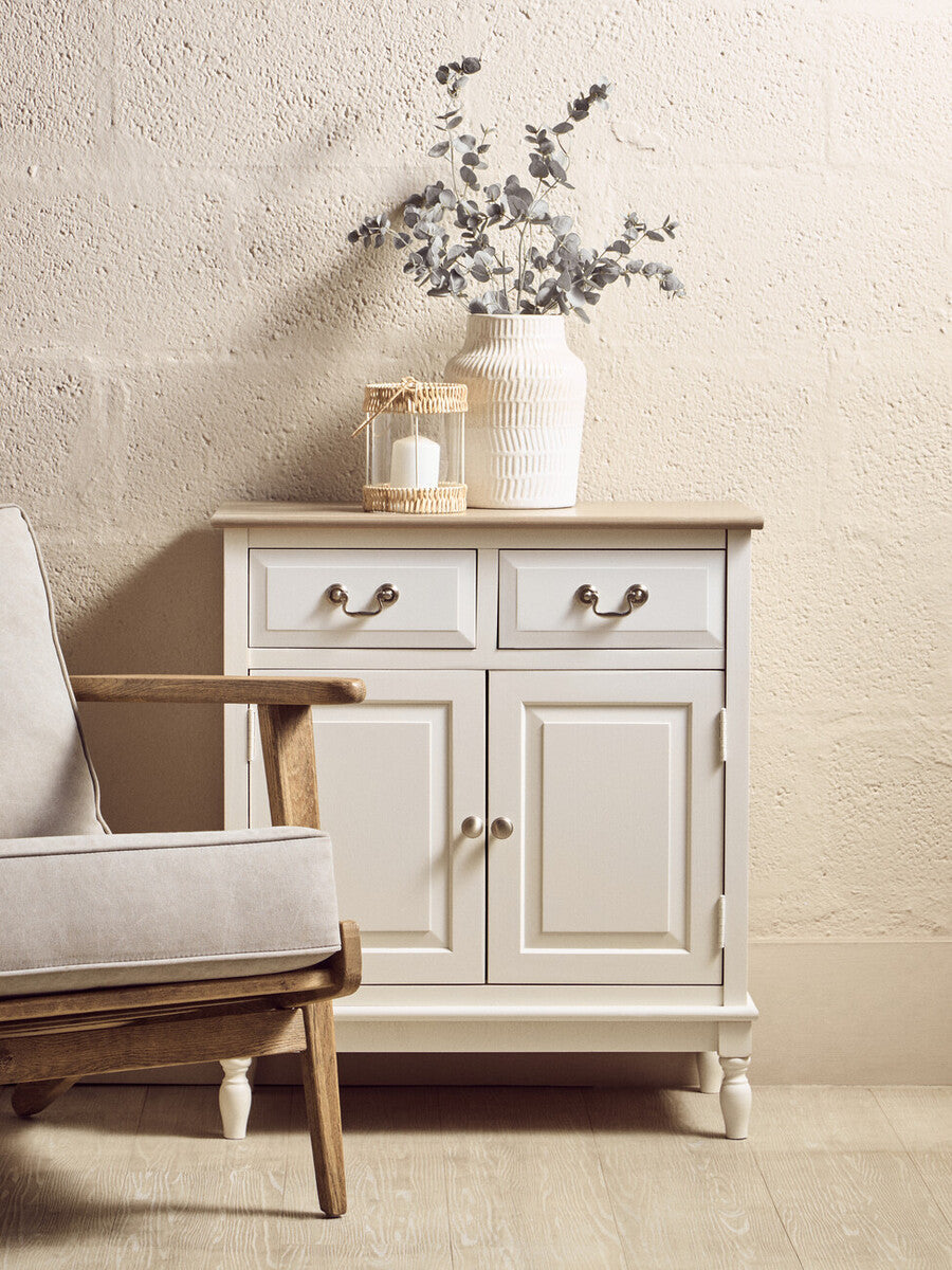 Heritage White Wooden 2 Door Sideboard with Drawers