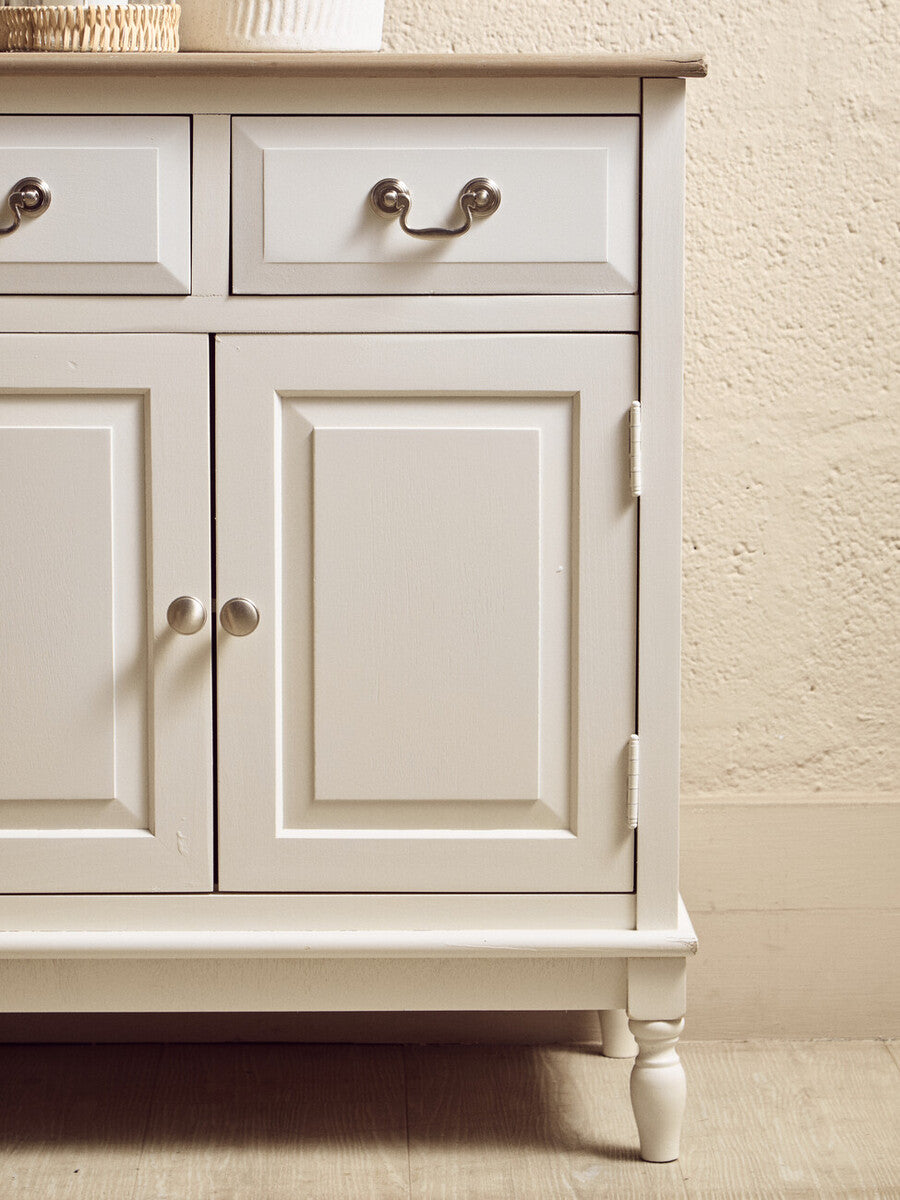 Heritage White Wooden 2 Door Sideboard with Drawers