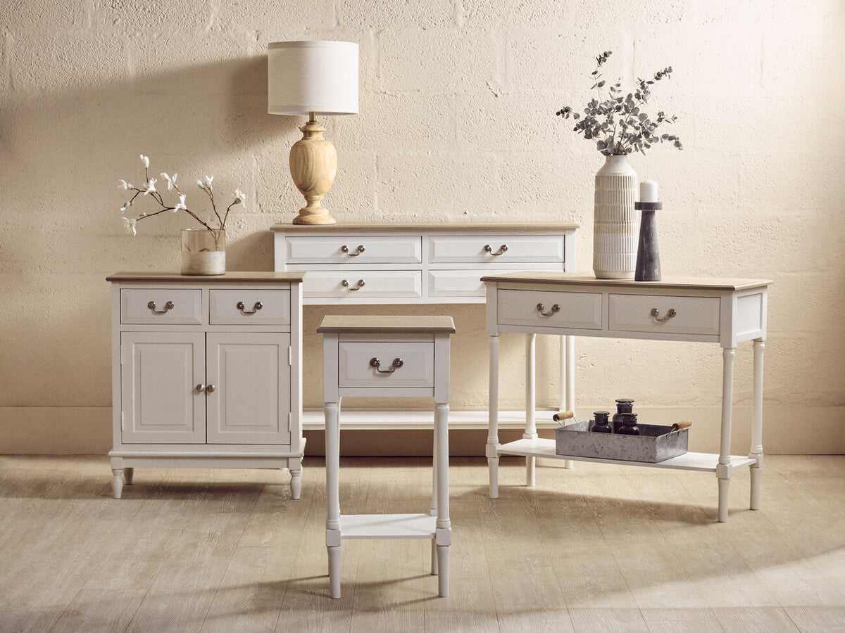 Heritage White Wooden 2 Door Sideboard with Drawers