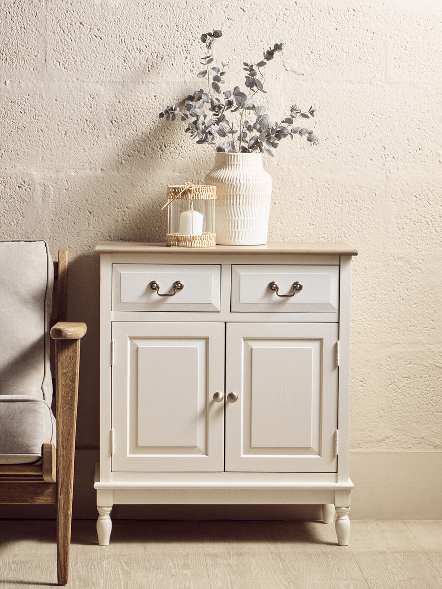 Heritage White Wooden 2 Door Sideboard with Drawers