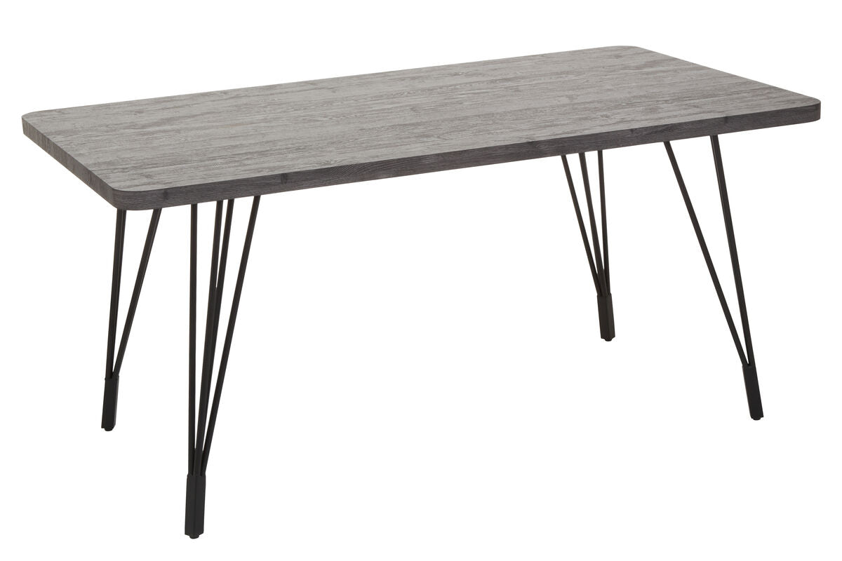 Anube Dark Grey Veneer Dining Table with Metal Base