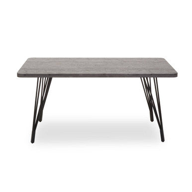 Anube Dark Grey Veneer Dining Table with Metal Base
