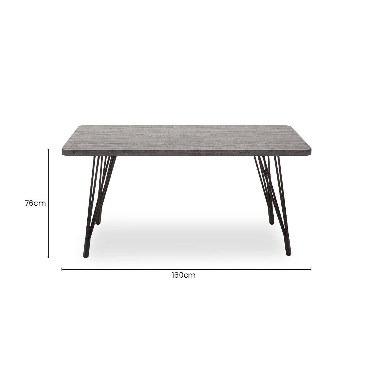 Anube Dark Grey Veneer Dining Table with Metal Base