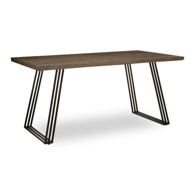 Adele Brown Veneer Rectangular Dining Table with Black Metal Base