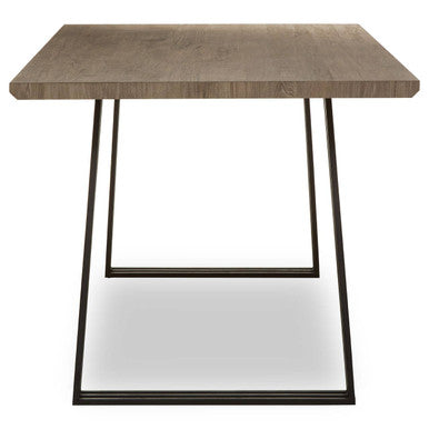 Adele Brown Veneer Rectangular Dining Table with Black Metal Base