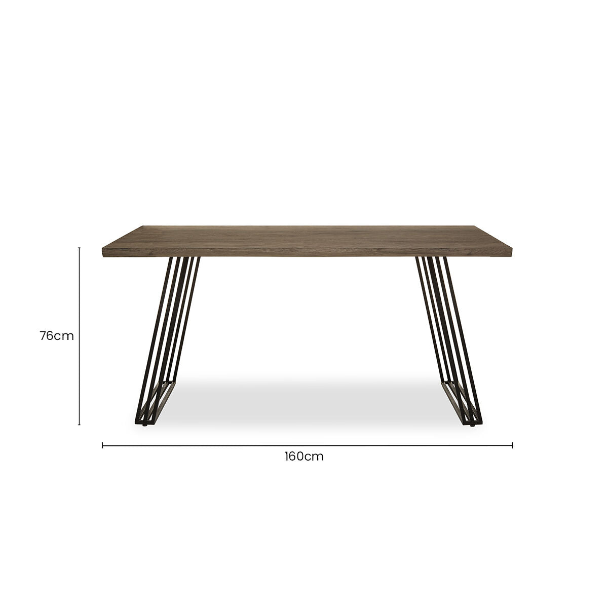 Adele Brown Veneer Rectangular Dining Table with Black Metal Base