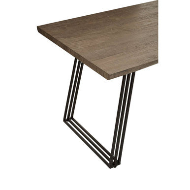 Adele Brown Veneer Rectangular Dining Table with Black Metal Base
