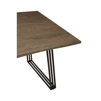 Adele Brown Veneer Rectangular Dining Table with Black Metal Base