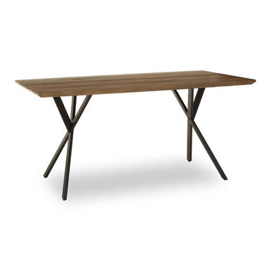 Brown Wood Veneer Finish Rectangular Dining Table