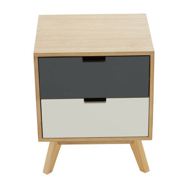 Watson Multi Coloured Wooden 2 Drawer Bedside Table