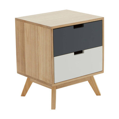 Watson Multi Coloured Wooden 2 Drawer Bedside Table