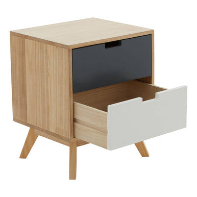 Watson Multi Coloured Wooden 2 Drawer Bedside Table