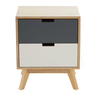 Watson Multi Coloured Wooden 2 Drawer Bedside Table