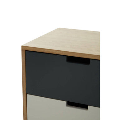 Watson Multi Coloured Wooden 2 Drawer Bedside Table