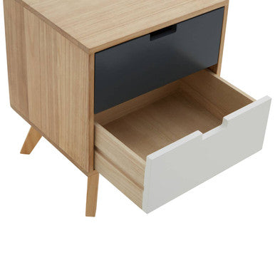 Watson Multi Coloured Wooden 2 Drawer Bedside Table