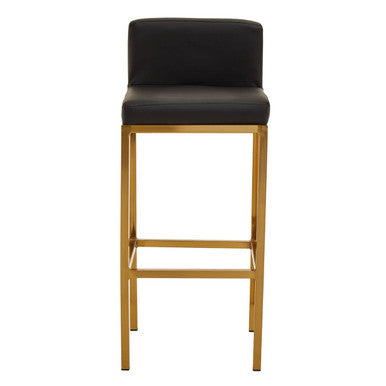 Baina Black Leather Effect Bar Chair with Gold Finish Base