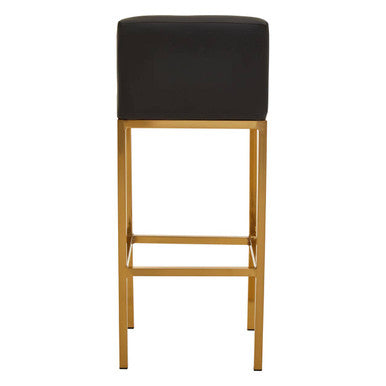 Baina Black Leather Effect Bar Chair with Gold Finish Base