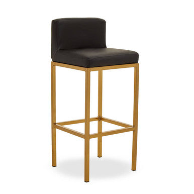 Baina Black Leather Effect Bar Chair with Gold Finish Base
