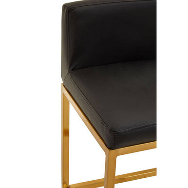 Baina Black Leather Effect Bar Chair with Gold Finish Base