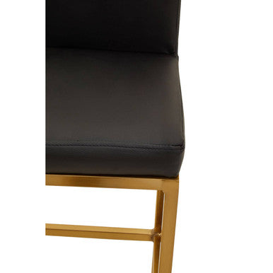 Baina Black Leather Effect Bar Chair with Gold Finish Base