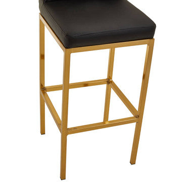 Baina Black Leather Effect Bar Chair with Gold Finish Base