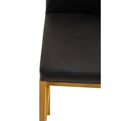 Baina Black Leather Effect Bar Chair with Gold Finish Base