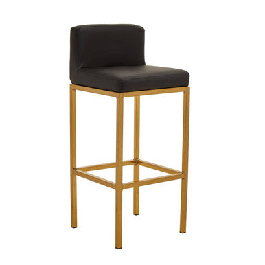 Baina Black Leather Effect Bar Chair with Gold Finish Base
