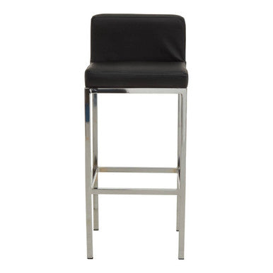 Baina Black Leather Effect Bar Chair with Chrome Finish Base