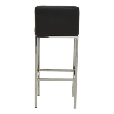 Baina Black Leather Effect Bar Chair with Chrome Finish Base