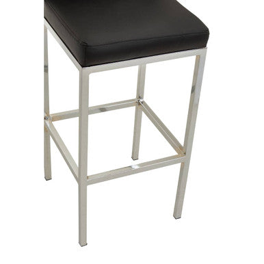 Baina Black Leather Effect Bar Chair with Chrome Finish Base