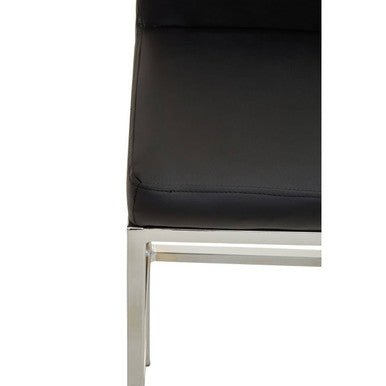 Baina Black Leather Effect Bar Chair with Chrome Finish Base