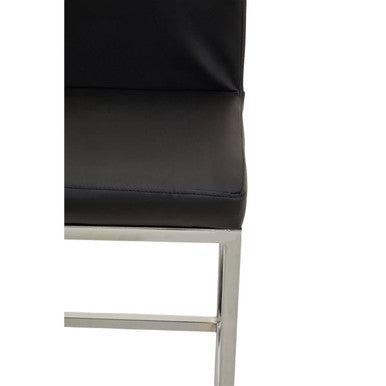 Baina Black Leather Effect Bar Chair with Chrome Finish Base