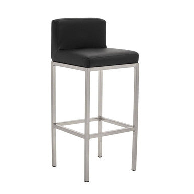 Baina Black Leather Effect Bar Chair with Chrome Finish Base