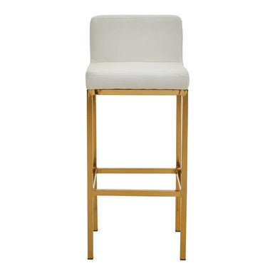 Baina White Leather Effect Bar Chair with Gold Finish Base