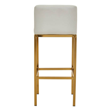 Baina White Leather Effect Bar Chair with Gold Finish Base