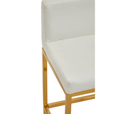 Baina White Leather Effect Bar Chair with Gold Finish Base