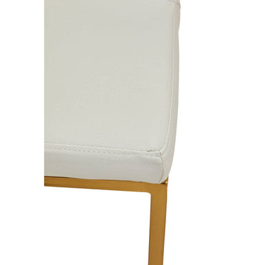 Baina White Leather Effect Bar Chair with Gold Finish Base