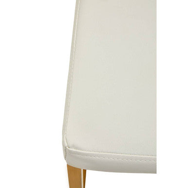 Baina White Leather Effect Bar Chair with Gold Finish Base