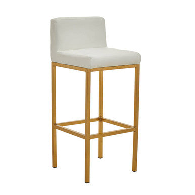 Baina White Leather Effect Bar Chair with Gold Finish Base