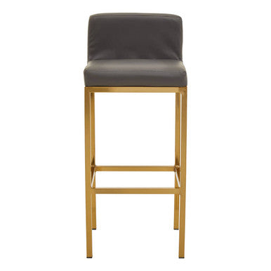 Baina Dark Grey Leather Effect Bar Chair with Gold Finish Base