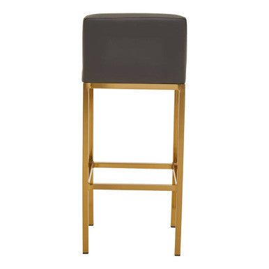 Baina Dark Grey Leather Effect Bar Chair with Gold Finish Base