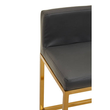 Baina Dark Grey Leather Effect Bar Chair with Gold Finish Base