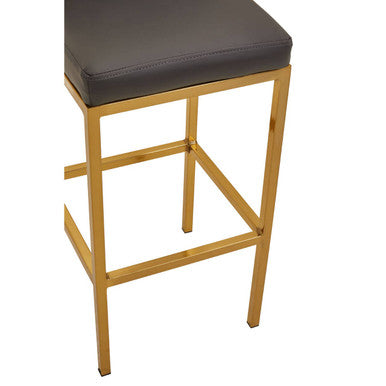 Baina Dark Grey Leather Effect Bar Chair with Gold Finish Base